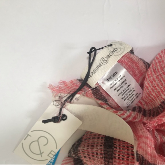 Treasure & Bond NEW Pink Plaid Scarf Shawl Wrap Large Nordstrom All Season Tags - Picture 8 of 10